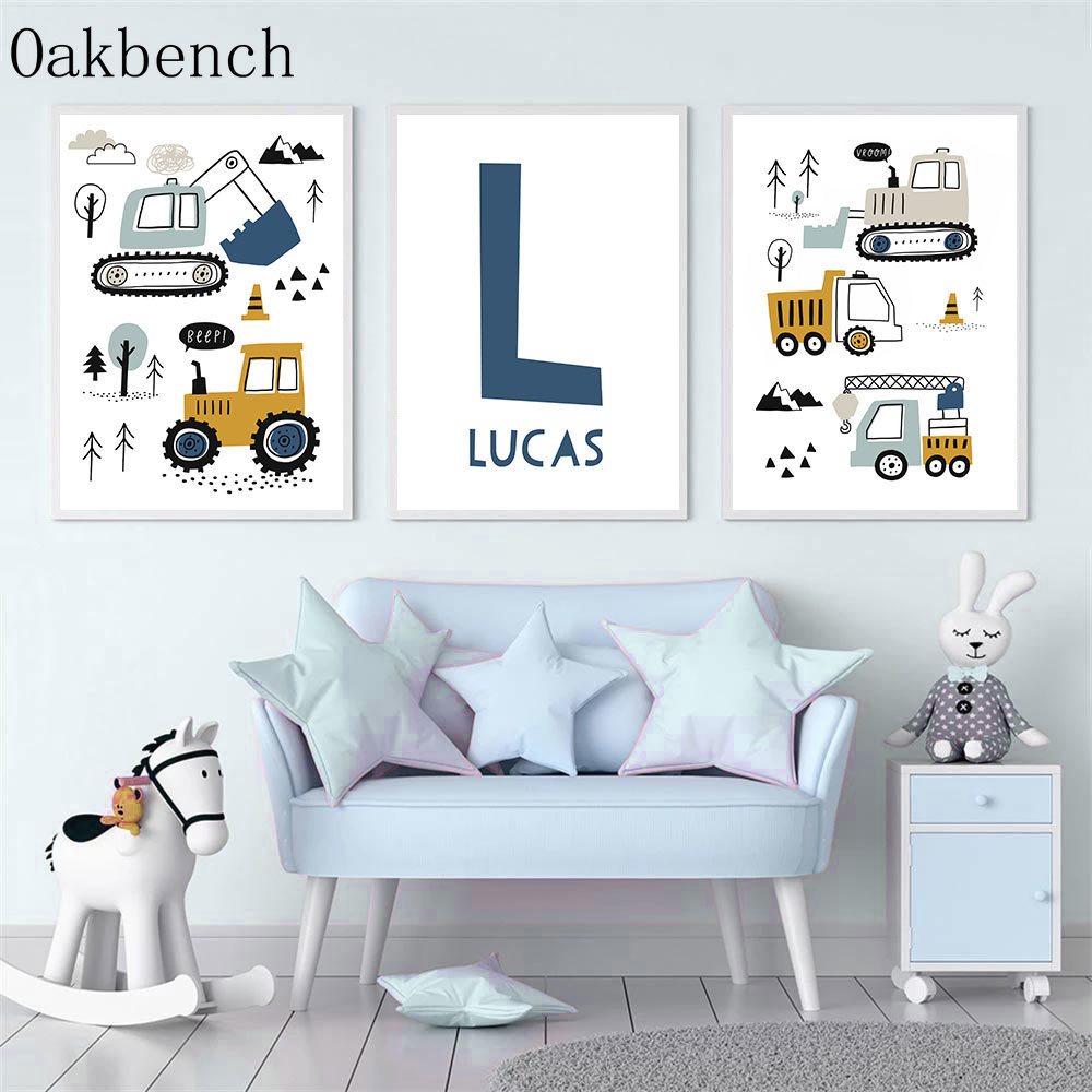 Custom Name Poster Excavator N - огляд і ціна Heavy Equipment Background