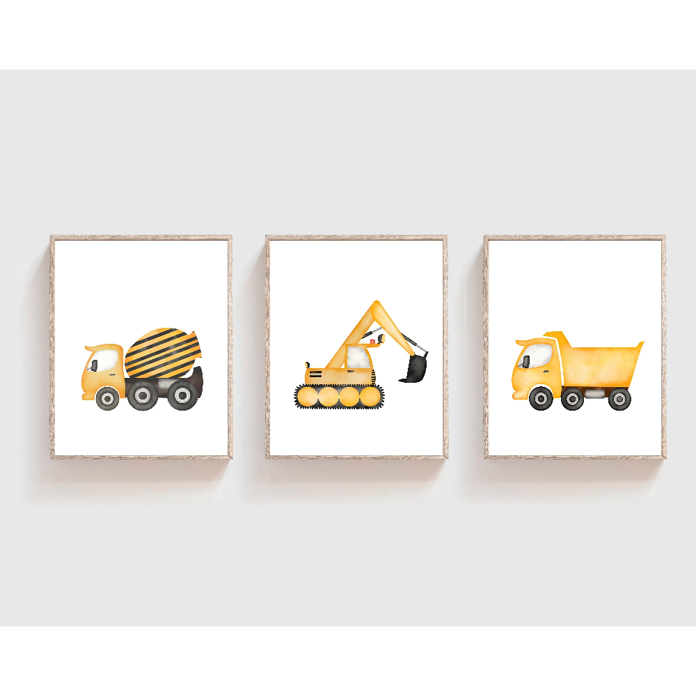 3pcs Minimalist Cartoon Constr - огляд і ціна Heavy Equipment Background
